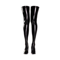 House Of Dasein Sexy Wetlook Thigh High Over The Knee Faux Latex Stockings Costume - Black - S