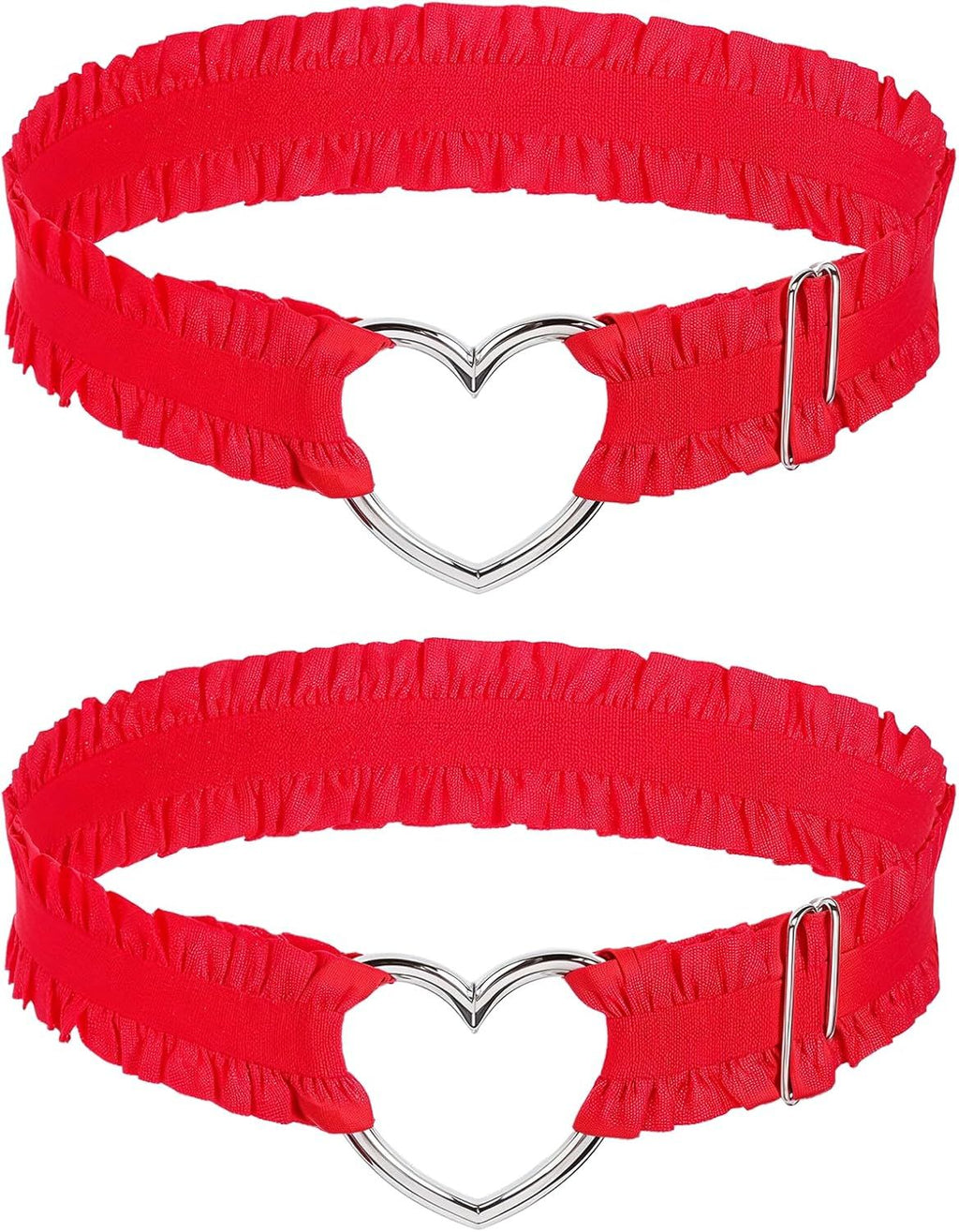 House Of Dasein 2 Pcs Heart Lace Thigh Garters Red Belt Elastic Leg For Women
