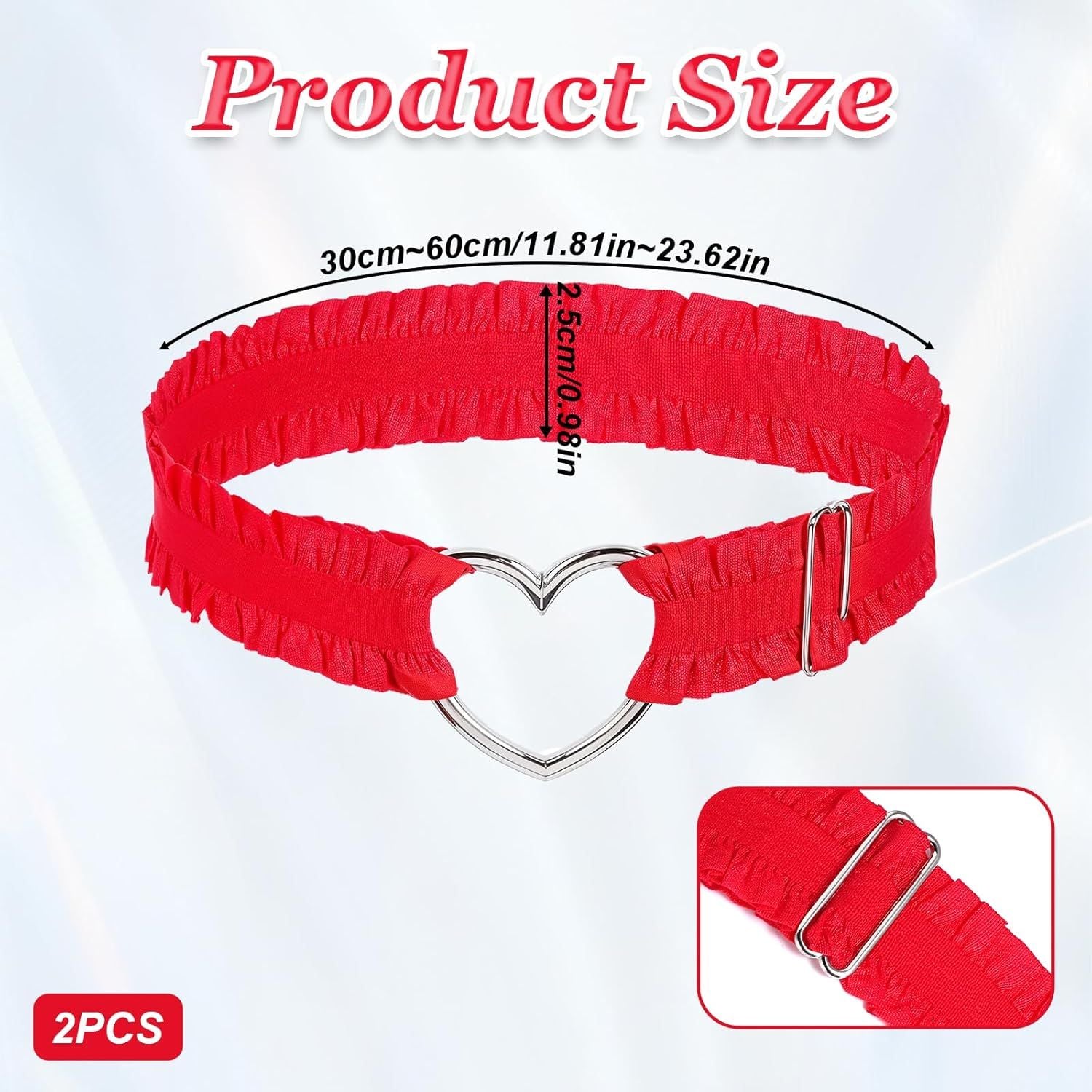 House Of Dasein 2 Pcs Heart Lace Thigh Garters Red Belt Elastic Leg For Women